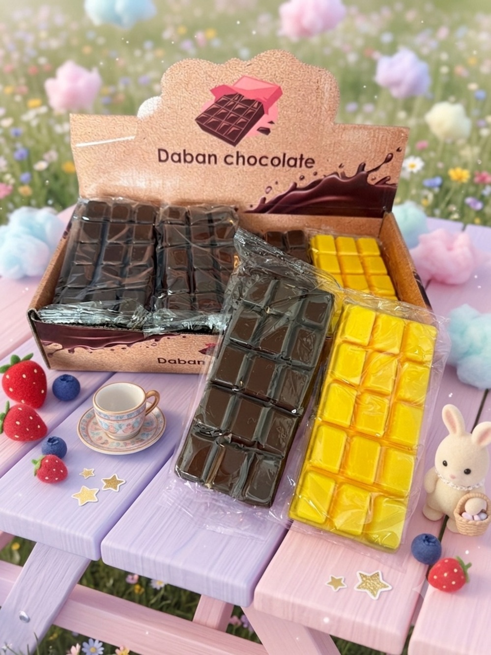 Daban Chocolate Bar Set - Dark Brown & Bright Yellow squishy set